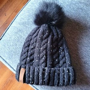 CUTE Black Fuzzy Beanie Women's Winter Hat